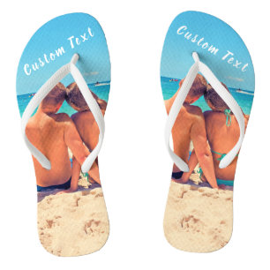 Custom Photo Text Flip Flops with Your Photos