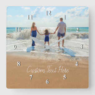 Custom Photo Text Font Clock - Your Family Design