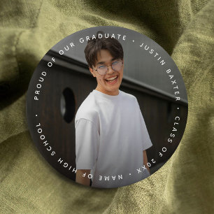 Custom Photo & Text Graduate 3 Inch Round Button