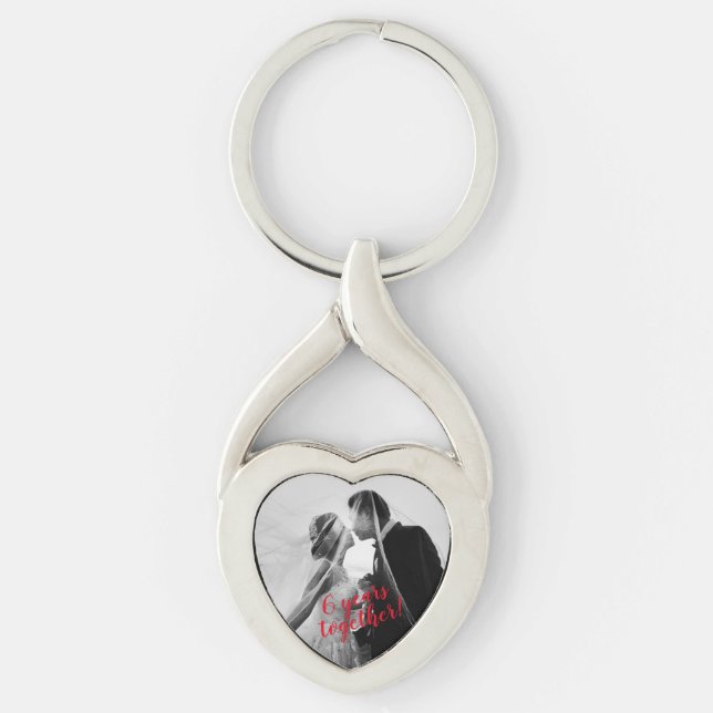 Custom Photo & Text Heart Shape Keychain (Front)
