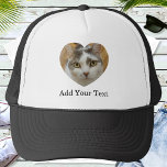 Custom Photo Text Heart Template Personalized Trucker Hat<br><div class="desc">Upload a photo, add text, and easily create your personalized photo hat. Click CUSTOMIZE FURTHER to change the text colour. You can TRANSFER this DESIGN on other Zazzle products and adjust it to fit most of the Zazzle items. Standard Studio designs are made in high-resolution vector graphics for a professional...</div>