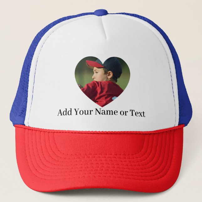 Custom Photo Text Heart Template Personalized Trucker Hat (Front)