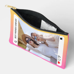 custom photo text instagram modern pink accessory pouch