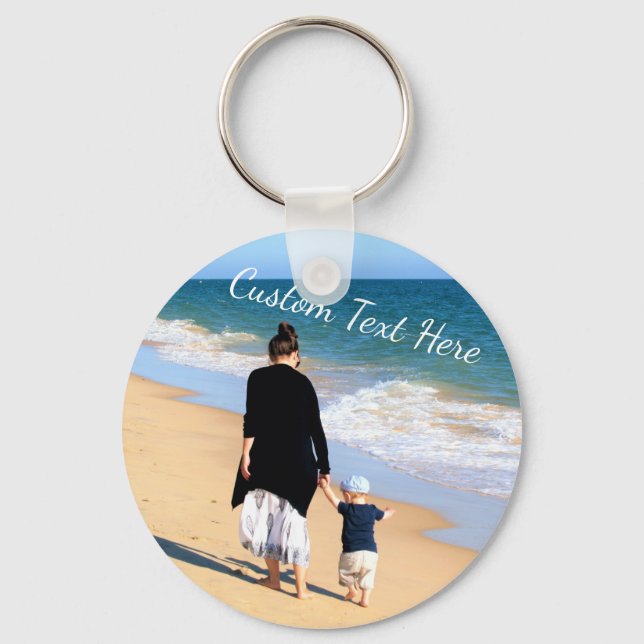 Custom Photo Text Keychain Gift Your Photos Mom (Front)