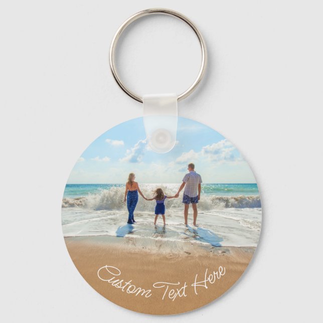 Custom Photo Text Keychain Your Design with Family (Front)
