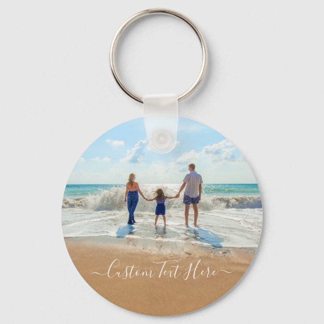 Custom Photo Text Keychain - Your Family Design (Front)