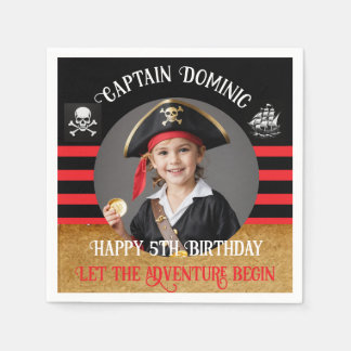 Custom photo & text kids Pirate Birthday Party Napkin
