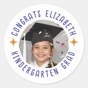 Custom Photo Text Kindergarten Graduation Classic Round Sticker