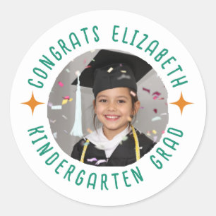 Custom Photo Text Kindergarten Graduation Classic Round Sticker