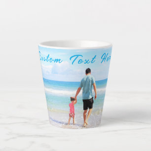 Custom Photo Text Latte Mug Your Family Photos Dad