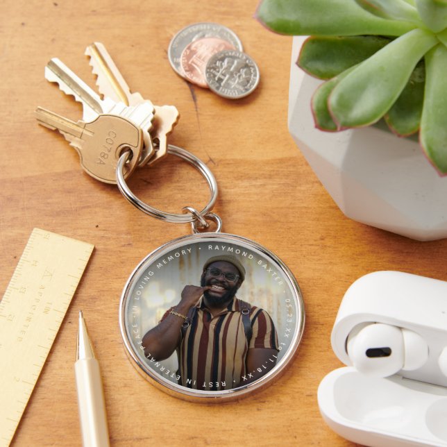 Custom Photo & Text Memorial Keychain (Desk)