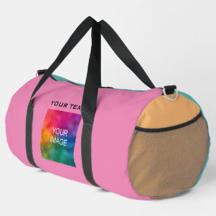 Custom Photo Text Modern Colourful Template Large Duffle Bag