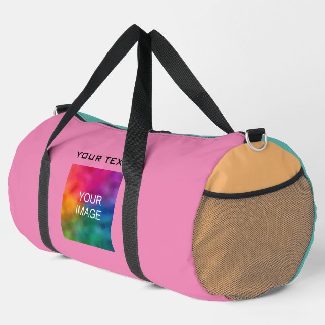 Custom Photo Text Modern Colourful Template Large Duffle Bag (Right Corner)