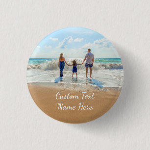 Custom Photo Text Name Button Your Photos Gift
