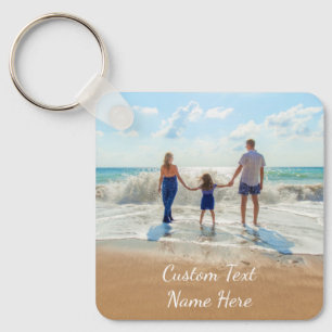 Custom Photo Text Name Keychain Your Family Photos