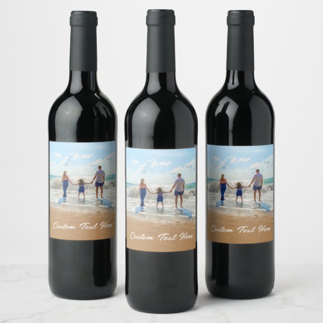Custom Photo Text Name Your Favourite Photos Gift Wine Label (Bottles)