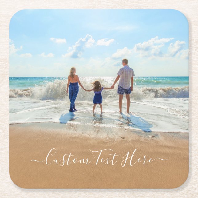 Custom Photo Text Paper Coaster with Your Photos (Front)