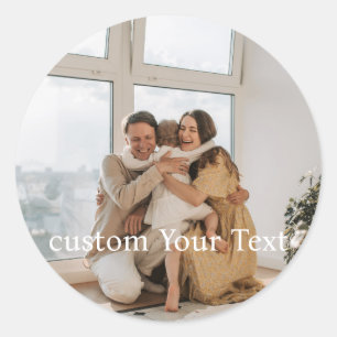 Custom photo text Personalized Classic Round Sticker