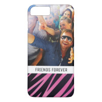 Custom Photo & Text Pink Zebra Stripe Background