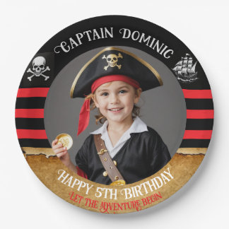 Custom photo & text Pirate Birthday Party Paper Plate