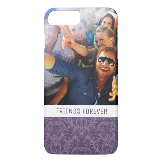 Custom Photo & Text Purple floral wallpaper 2 Case-Mate iPhone Case (Back)