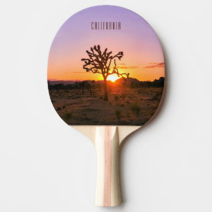 Custom Photo Text Purple Orange Joshua Tree Sunset Ping Pong Paddle