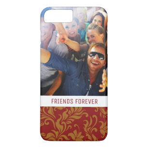 Custom Photo & Text Red and Gold Floral Pattern iPhone 8 Plus/7 Plus Case
