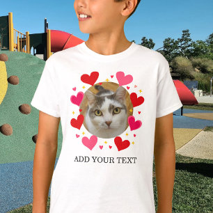 Custom Photo Text Red Hearts Personalized Kids T-Shirt