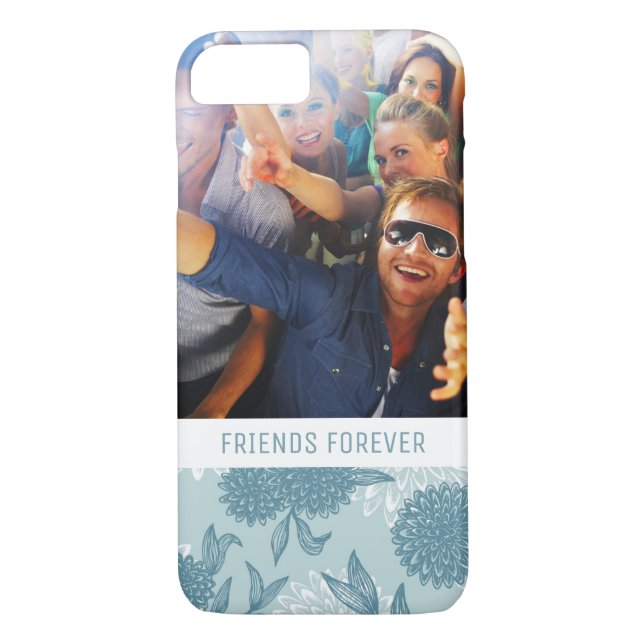 Custom Photo & Text Retro Floral Pattern 2 2 Case-Mate iPhone Case (Back)