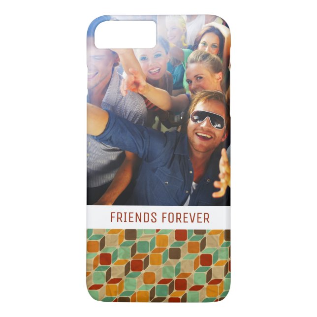 Custom Photo & Text Retro geometric pattern 4 2 Case-Mate iPhone Case (Back)