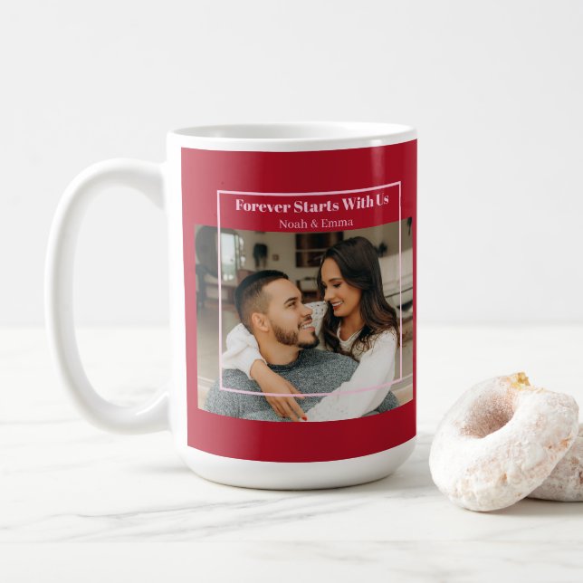 Custom Photo & Text Romantic Gift - Personalized  Coffee Mug (With Donut)