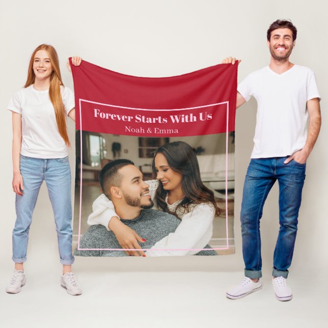 Custom Photo & Text Romantic Gift - Personalized  Fleece Blanket (In Situ)