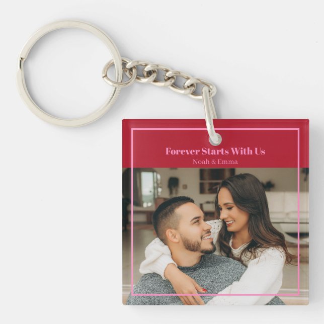Custom Photo & Text Romantic Gift - Personalized  Keychain (Front)