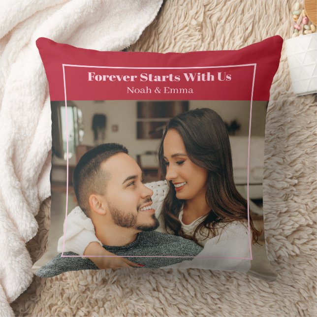Custom Photo & Text Romantic Gift - Personalized  Throw Pillow (Blanket)