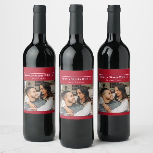 Custom Photo & Text Romantic Gift - Personalized  Wine Label (Bottles)