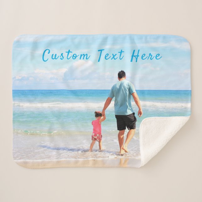 Custom Photo Text Sherpa Blanket with Your Photos (Front (Horizontal))