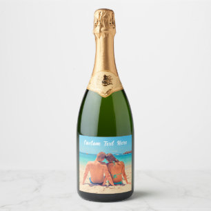 Custom Photo Text Sparkling Wine Label Your Love P