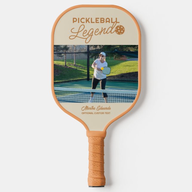 Custom Photo & Text Tan Personalized Legend Pickleball Paddle (Front)