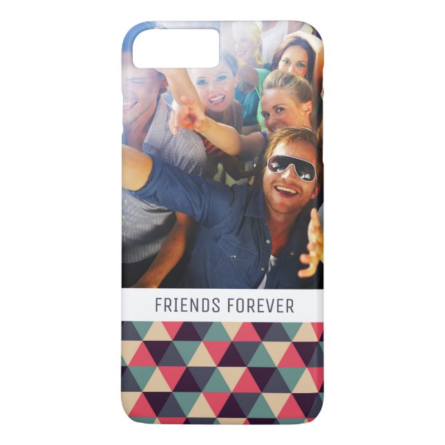 Custom Photo & Text Teal & Pink Triangle Pattern Case-Mate iPhone Case (Back)