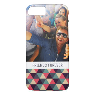 Custom Photo & Text Teal & Pink Triangle Pattern Case-Mate iPhone Case
