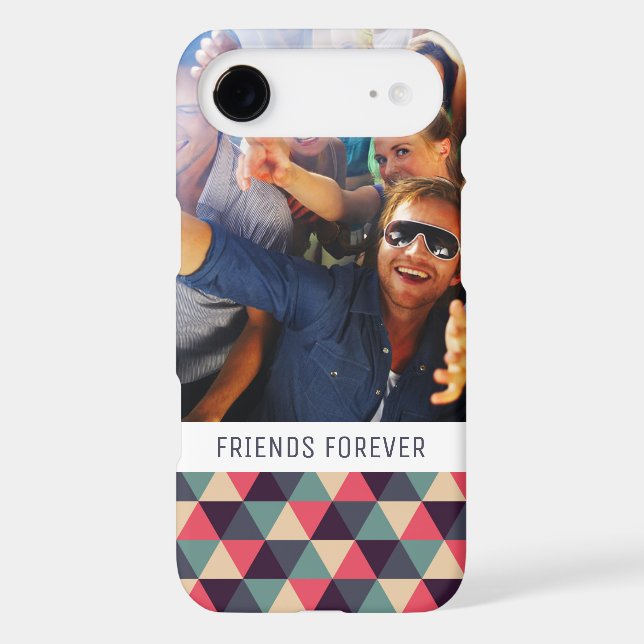 Custom Photo & Text Teal & Pink Triangle Pattern Case-Mate iPhone Case (Back)