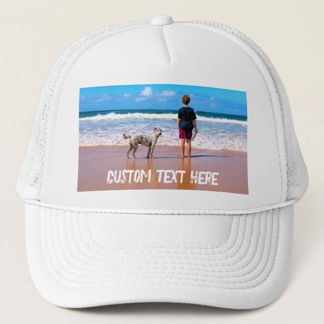 Custom Photo Text Trucker Hat Your Favourite Photo (Front)