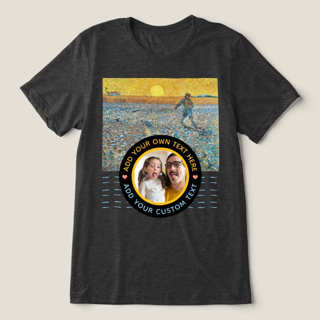 Custom Photo-Text – Van Gogh Art Birthday Holiday Tri-Blend Shirt (Design Front)