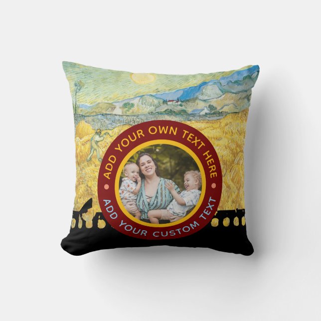 Custom Photo Text – Van Gogh Art Personalized Gift Throw Pillow (Front)