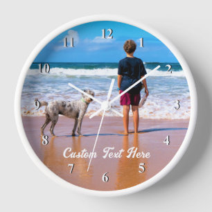 Custom Photo Text Wall Clock Your Pets Photos