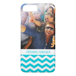 Custom Photo & Text White and Aqua Zig Zag Pattern Case-Mate iPhone Case