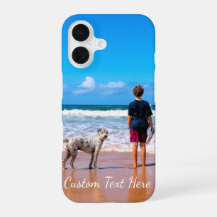 Custom Photo Text with Your Pets Photos iPhone 16 Case