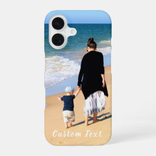 Custom Photo Text Your Family Photos with Mom iPhone 16 Case