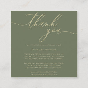 Custom Photo Thank You Sage Gold Enclosure Card
