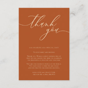 Custom Photo Thank You terracotta Enclosure Card